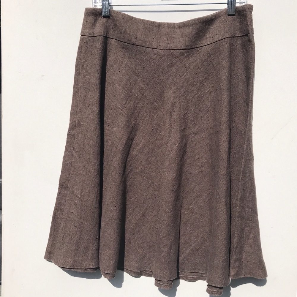 AKRIS Punto 💯 LINEN BROWN Skirt 10 a line
